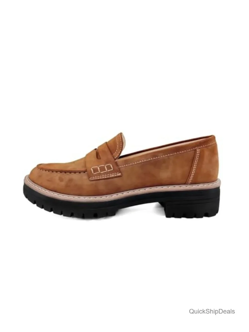 Women's Suede Penny Loafers Platform Chunky Slip-on Shoes